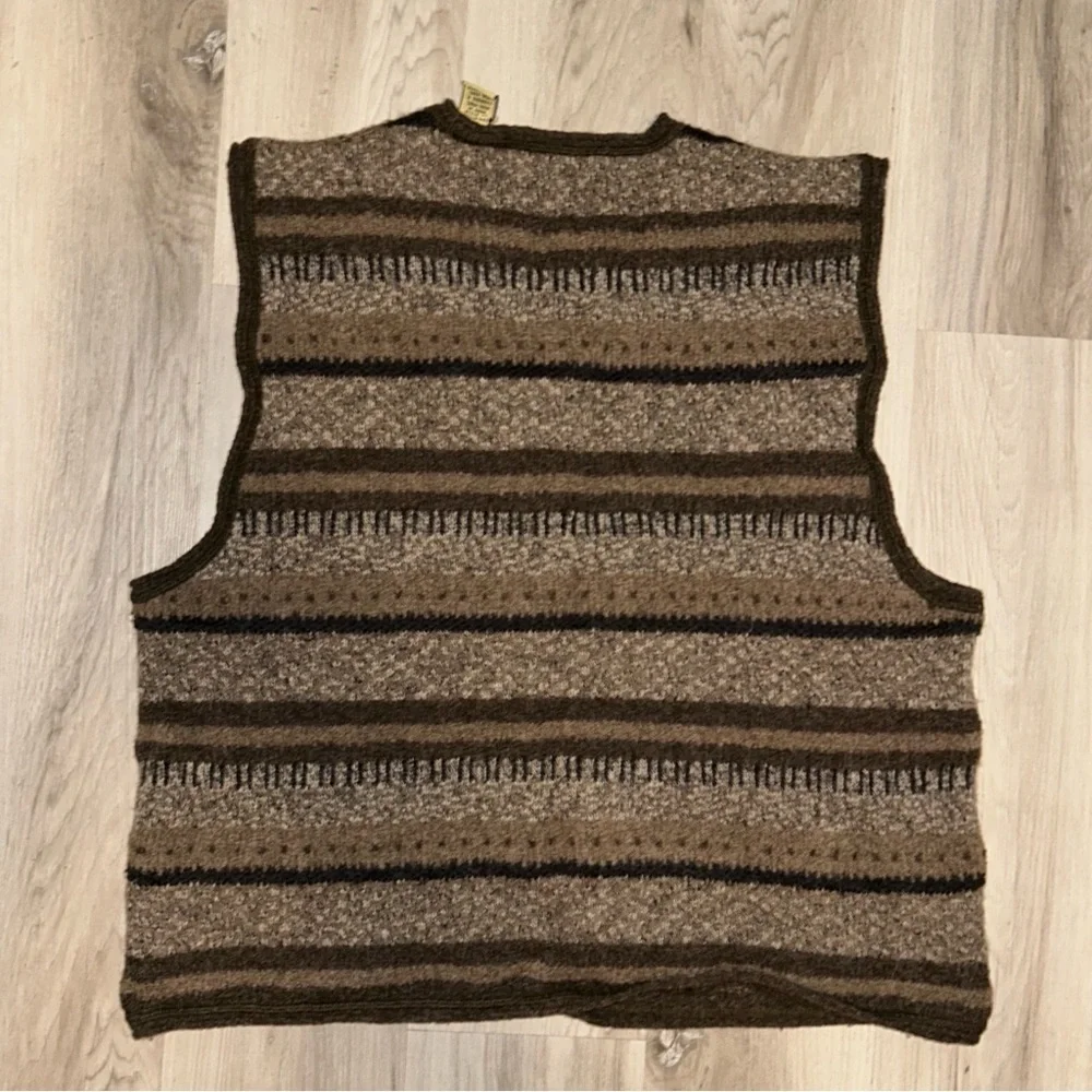 VTG  lambswool rustic striped grandpacore cabin core vest MENS striped